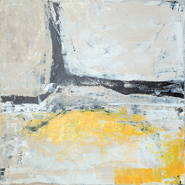black white and yellow abstract painting