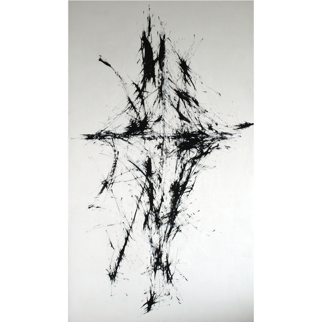 black and white abstract painting