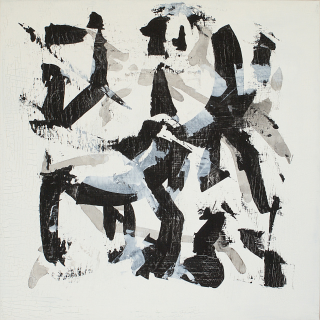 black and white abstract painting