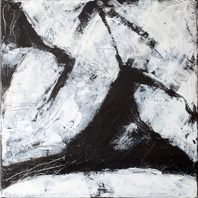 black and white abstract painting