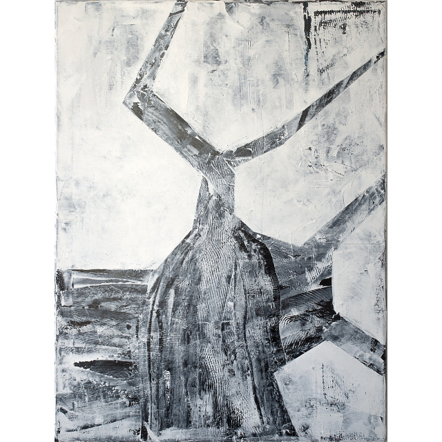 black and white abstract painting